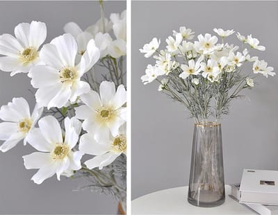 4 Stuks Nepplant Cosmos Zijde Bloemen Arrangementen voor Bruiloften, Tafeldecoraties en Tuinfeesten - 53,5 cm Hoog (Wit)
