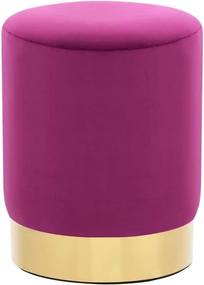 Luxe Fluwele Kruk Vatvormig - Zachte Zitting & Voetenbank - Paars met Gouden Accent - 26,5 x 38 cm
