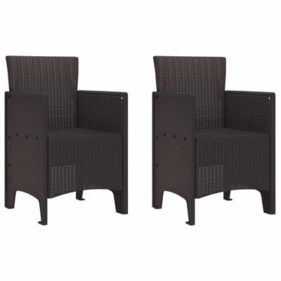 vidaXL Tuinstoel met kussen 2 pcs Bruin 53 x 49 x 85 cm Polypropyleen