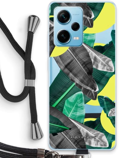 Case Company® - Hoesje met koord geschikt voor Xiaomi Redmi Note 12 Pro Plus hoesje met Koord - Fantasie jungle - Telefoonhoesje met Zwart Koord - Bescherming aan alle Kanten en Over de Schermrand