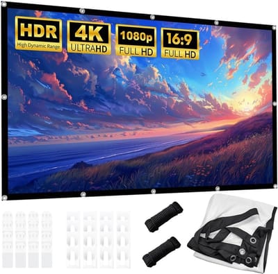 Opvouwbaar dubbelzijdig projectorscherm 16:9 HD, anti-rimpel, draagbaar voor thuis, school en vergaderingen, ideaal voor thuisbioscoop (wit, 304 cm)