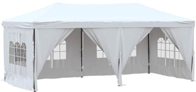 Partytent opvouwbaar - Paviljoen - 3x6 - Easy up - Waterdicht - met Zijwanden - Weerbestendig - Wit
