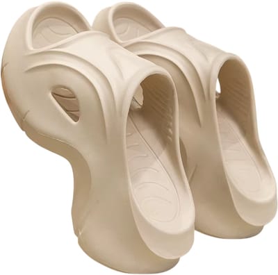 Platform Slippers voor Dames – Comfortabele Zomer Slippers met Dikke EVA Zool, Antislip Slides, Sleehak Sandalen, Casual Instappers - Beige - Maat 36-37