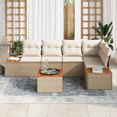 vidaXL - Tuinbank - Set - 5 - st - 5-Aantal - zitplaatsen - beige - en - crèmekleurig