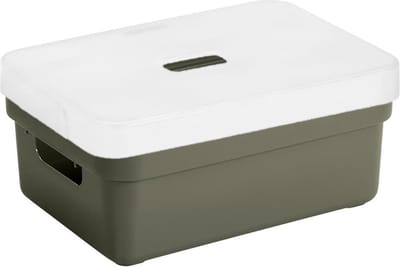 Sunware Opbergboxen met transparante deksel - 1x stuks - kastmanden - donkergroen - 9 liter - kunststof - 35 x 25 x 12 cm - Opbergers