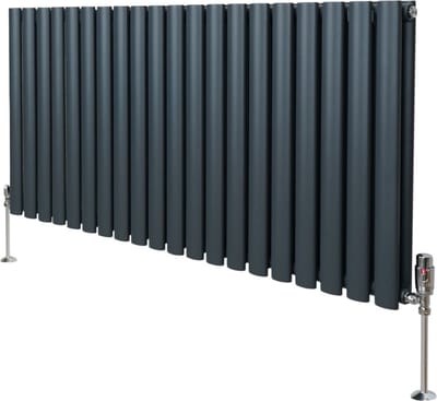 Ovale radiator + trv-chroomkranen - antraciet - 600x1200 mm - staal