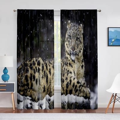 Afrikaanse Dieren Safari Luipaard Wilde Dieren Cheetah Transparante Voile Gordijnen voor Woonkamer Slaapkamer Keuken Decor Tule Raamgordijn 1 PCS W100XH250cm&Grommet Top