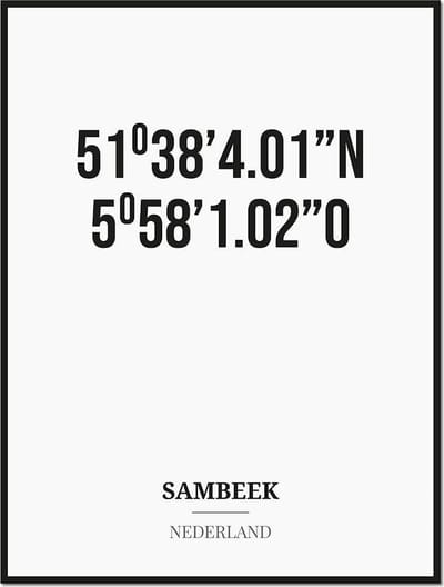Poster/kaart SAMBEEK met coördinaten