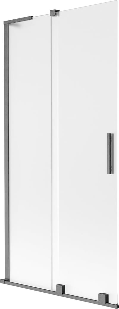Mexen Velar L badwand scherm 2-delig schuifbaar 90 x 150 cm, ijsglas, geborsteld gun gray - 896-090-003-31-66