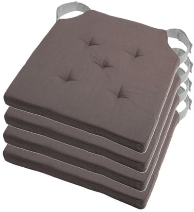 Stof Textile stoelkussen DUO - 4x - grijs - 38 x 38 x 4 cm - klittenband sluiting - zitkussens - binnen/buiten