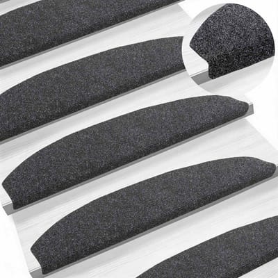 vidaXL - Zelfklevende - trapmatten - 15 - st - 80 - x - 24,5 - x - 3,5 - cm - Donkergrijs