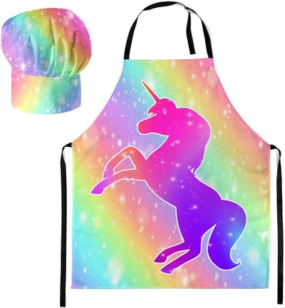 FEROCITY - Kinderkeukenset: Koksmuts + Kinderschort 2-delige Set - met klittenband - Unisex - Volledige Eenhoorn