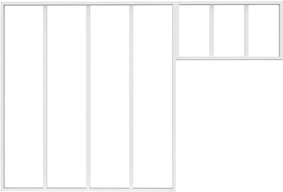 Vente-unique Atelierraam met bovenlicht van thermisch gelakt aluminium - B120 x H130 + B73 x H40 cm - Wit - BAYVIEW