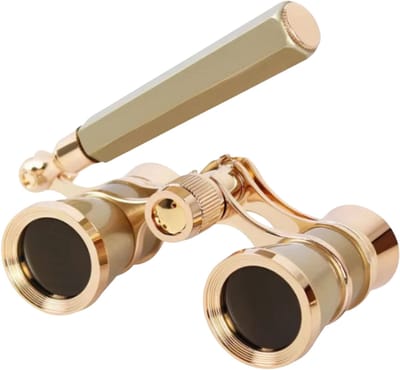 Opera Bril Verrekijker met Handvat en Ketting – Retro Metalen Theater Telescoop, Mini Verrekijker voor Opera, Theater, Concert en Cadeau - Goud