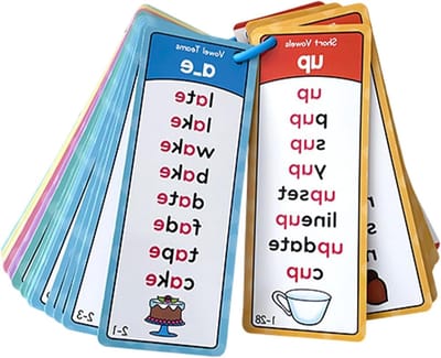 Phonics Leerkaarten - Woordenkaarten Alfabet - Engels Leren Lezen - 1000 Veelvoorkomende Woorden - 17 x 7.7 cm - Meerdere kleuren