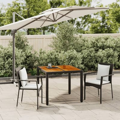 vidaXL - 3-delige - Tuinset - met - kussens - poly - rattan - zwart