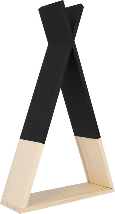 QUVIO Decoratieve Wandplank - Zwevende wandplank - wandrek - Driehoek - Hout - Decoratieve accessoires - Woonaccessoires - Zwart en beige - 8 x 22,5 x 39,5 cm