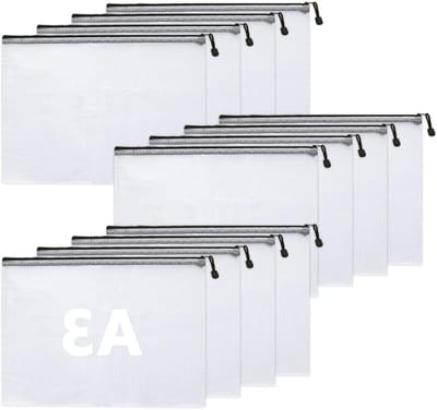 Waterdichte A3 documentfolder met rits, ideaal voor papieren, bonnetjes en kantoorbenodigdheden, ruime documentcompartimenten