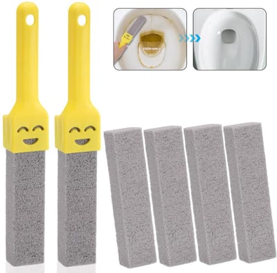 Dailygoods- Puimsteen 6 Stuks - Toilet Puimsteen met Handgrepen - Natuursteen - Kalkverwijderaar - Schoonmaakbenodigdheden - Afmetingen 2,5 × 3,5 × 15 cm - Schoonmaaksteen