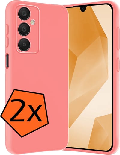 Hoes - 2 Stuks - Geschikt voor Samsung Galaxy A16 - Sterk & Shockproof - Case Siliconen - Back Cover - Telefoon Hoes - Lichtroze