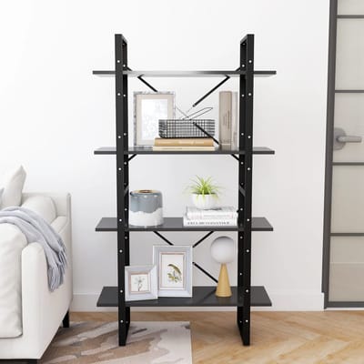 vidaXL - Boekenkast - met - 4 - schappen - 80x30x140 - cm - bewerkt - hout - grijs