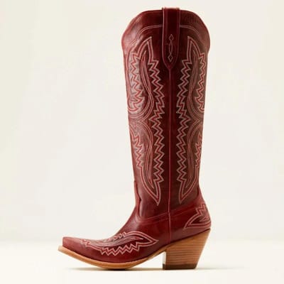 Verkoper Nieuwe Retro Auto Stiksels Dikke Hak Western Cowboylaarzen Middeleeuwse Geborduurde Unisex Heren Dames Ridderlaarzen 38 rood