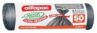 Robuuste Vuilniszakken 50L | Gerecycled Materiaal | Brede Band Voor Eenvoudig Sluiten
