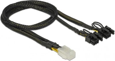 PCIe 6-pins (v) - 2x PCIe 8-pins (6+2) (m) voedingskabel - 0,30 meter