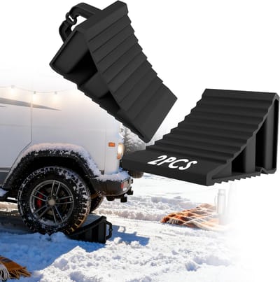 Froadp 2er Set Schwarze Radkeile Mit Griff (20x12x11 Cm) - Unterlegkeile Aus Kunststoff Als Radstopper & Bremskeil Für Pkw, Kfz, Wohnmobil & Anhänger