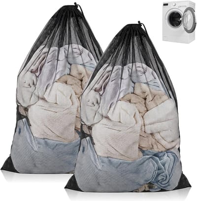 2-delige Wasmand Set met Trekkoord, 70 x 90 cm Wasnet voor Bedlinnen, Knuffels en Grote Voorwerpen, Geschikt voor Wasmachine