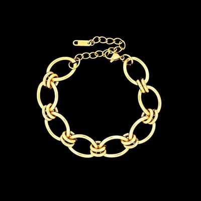 Victoria Valenza Goudkleurige RVS Ovale Schakelarmband - Armband - Goudkleurig - RVS - Schakelarmband
