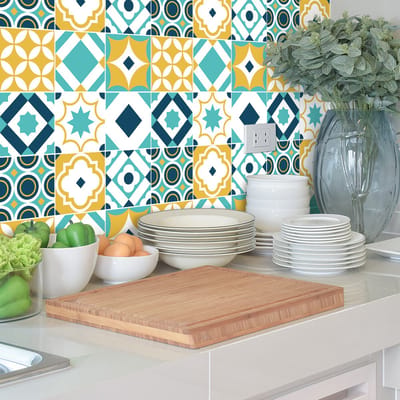 Zelfklevende tegelmuurstickers voor keuken en badkamer - 9 Azulejos tegelstickers - 9 stickers, 10x10cm