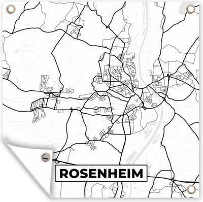 Tuin poster Kaart - Rosenheim - Plattegrond - Stadskaart - 200x200 cm - Tuindoek