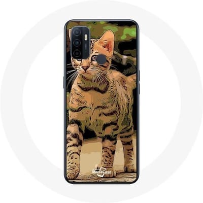 Oppo A53 Bengalen kattenras cartoon hoesje