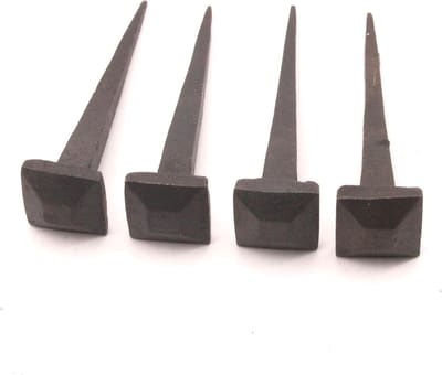 Smeedijzeren Nagels - Decoratieve Spijkers - Houtbewerking Decoratie - Traditioneel Handgesmeed - Set van 4 - Zwart