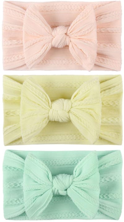 Dailygoods- Hoofdbanden Zacht - Baby Hoofdbanden 3 Stuks - Verstelbare Hoofdwraps - Fotografie - Comfortabel Nylon - Ademend en Elastisch - Babyhaarband