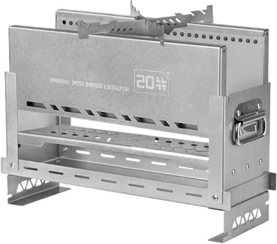 Campingkachel - Draagbare kachel - Buiten koken - Secundaire verbranding - 40 x 14 x 8 cm - Zilver