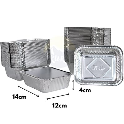Aluminiumbakje 450L met deksel 100 Stuks | 140x120x4mm | 450 cc | Prep meal | Fitness | Salade | Maaltijd | Take Away | Aluminium bakjes wegwerp | Aluminium bakjes met deksel | Aluminium wegwerp bakjes | Kapsalon bakjes