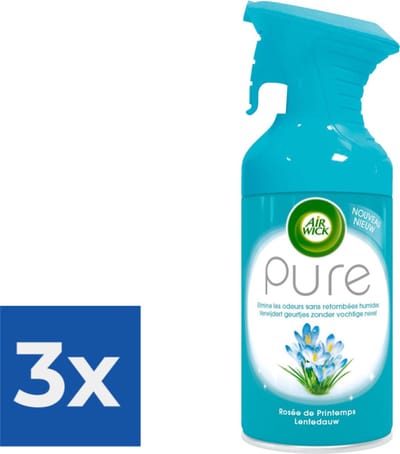 Air Wick Luchtverfrisser Spray - Pure Lentedauw 250ml - Voordeelverpakking 3 stuks