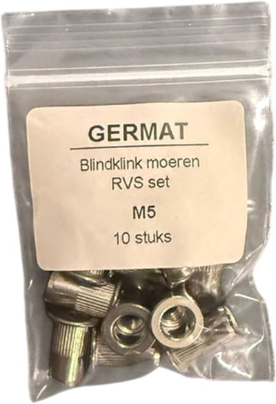 Germat Blindklinkmoeren M5 RVS – Popmoeren / Blindmoeren – 10 Stuks – Roestvrij Staal – Voor Dun Plaatmateriaal & Profielen – Professioneel