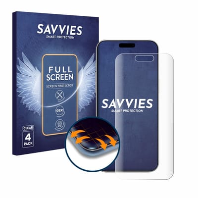 Savvies - Screenprotector voor Apple iPhone 16 - Folie Beschermfolie transparant volledig dekking 4 Stuks