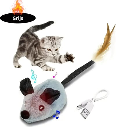 Livano Kattenspeelgoed - Voor Katten - Cat Toy - Kattenspeeltjes - Interactieve Muis - Grijs