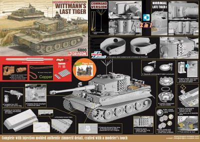 Dragon Modelbouwpakket Militaire voertuigen - 6800 Tiger I Tank - Wittmann#039 Last Tiger Plastic - 1:35 - Modelbouw