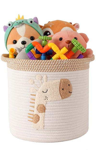 Dailygoods- Opbergmand Gemaakt van Gevlochten Katoenen Touw - Opbergmand Kinderen - Opbergmand Speelgoed - Handgemaakte Ontwerpen - Robuuste Handgrepen - Opbergdoos