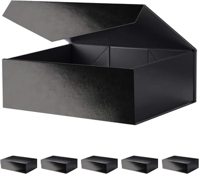 Opvouwbare geschenkdozen - Magnetische sluiting dozen - Feestelijke presentatie - Stevig karton glanzend - 35x20x10 cm - Zwart