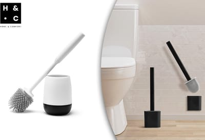 Hom&Com Siliconen Toiletborstel Rond - Met Houder - Antibacterieel - Vrijstaand