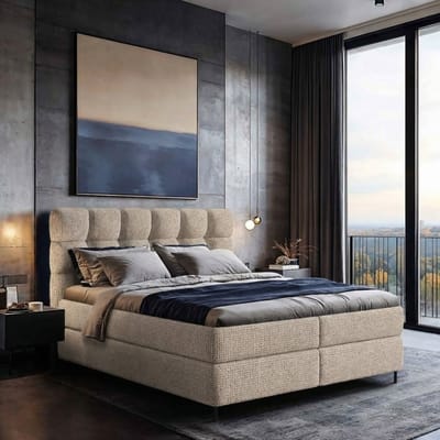 Mörgenn Boxspring Curve - pocketvering - Beige 2 - 140x200