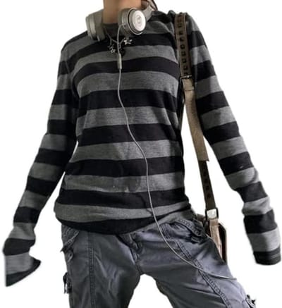Dames Y2K Lange Mouwen T-Shirt met Sterrenprint - Aesthetic Sweater voor Casual en Feestelijke Gelegenheden