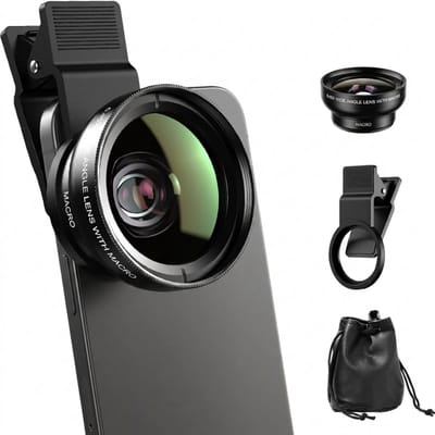 Fokelyi - Telefoonlenzen -12,5x opzetmacro-lens-Telefoon Camera VersterkerHD-cameralens - Geschikt voor mobiele telefoons - Opbergtas-Zwart