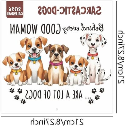 Grappige Honden Kalender 2026, Wandkalender met Karikaturen, Desk Calendar voor Thuis en Kantoor, Perfect voor Hondenliefhebbers